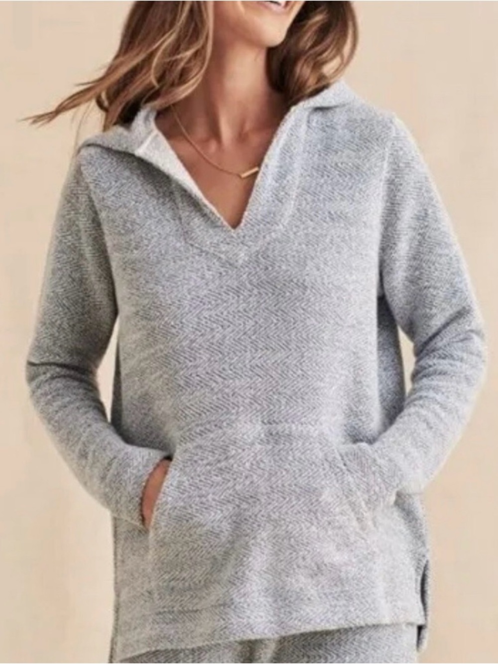 Faherty Light Blue French Terry Seabrook Hoodie.Size S